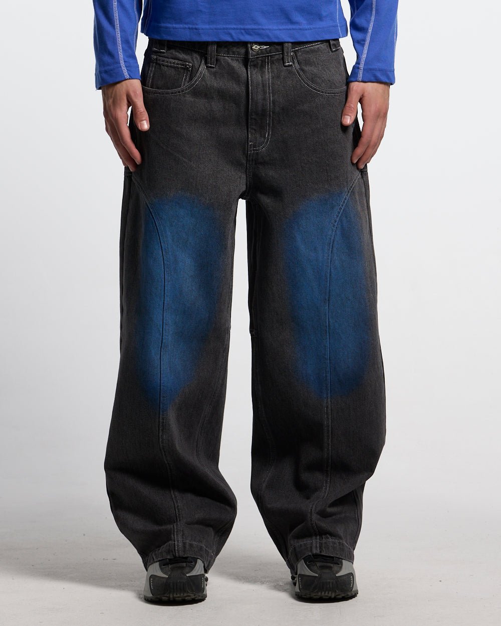 ARTWEAR JEANS GREY DENIM - grey washed denim pants, front view on male model - Cold Culture
