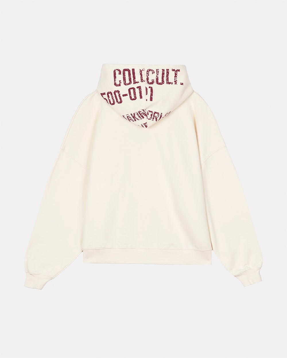 AVIATOR ZIP HOODIE WHITE - white graphic zip-up hoodie, back view - Cold Culture #packshot