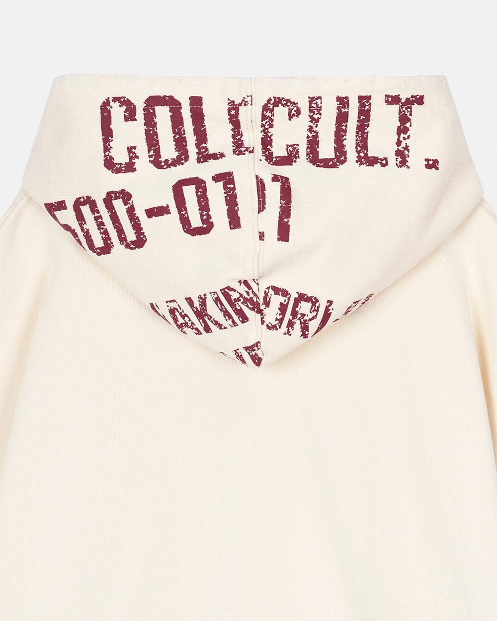 AVIATOR ZIP HOODIE WHITE - white graphic zip-up hoodie, detail close-up - Cold Culture