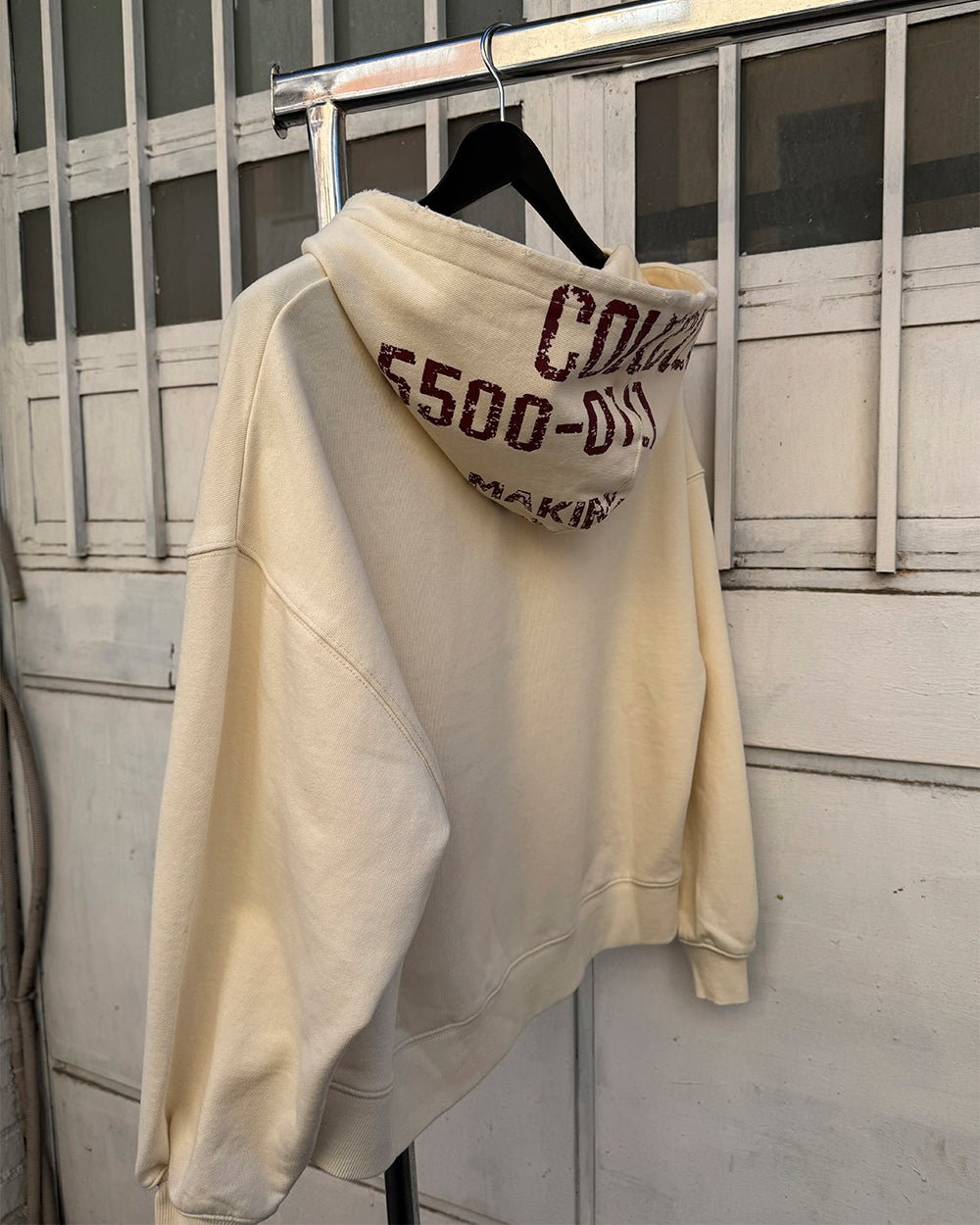 AVIATOR ZIP HOODIE WHITE - white graphic zip-up hoodie, back view - Cold Culture