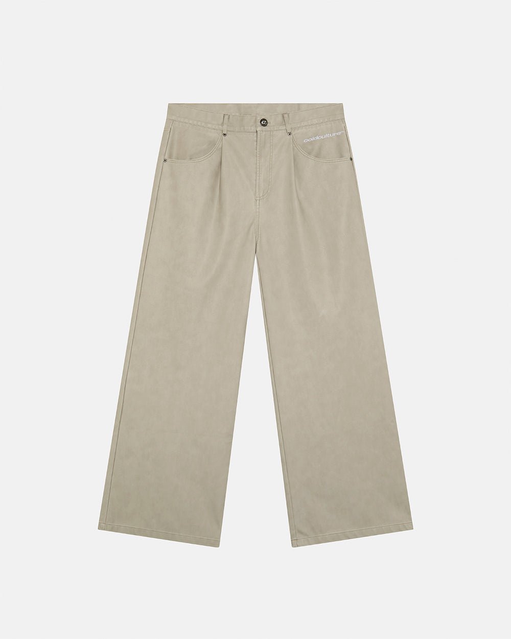 BACKTALK V3  PANTS CREAM - cream baggy pants, front view - Cold Culture #packshot