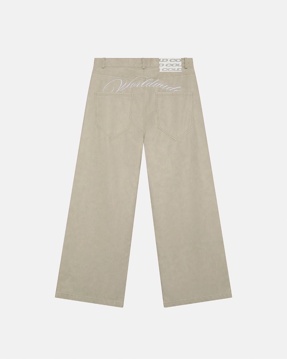 BACKTALK V3  PANTS CREAM - cream baggy pants, back view - Cold Culture #packshot