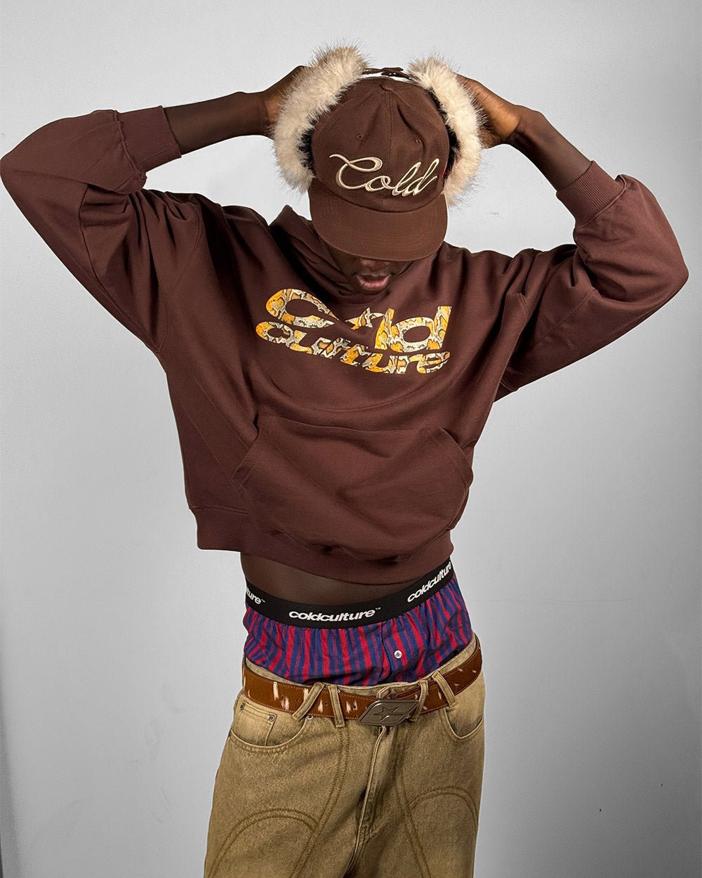 BAMBI CAP BROWN - brown faux fur cap, worn detail - Cold Culture