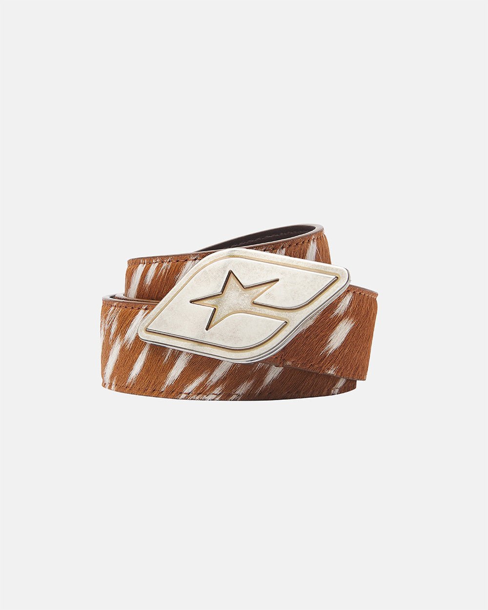 BAMBI FUR BELT - brown spotted fur belt, front view - Cold Culture #packshot