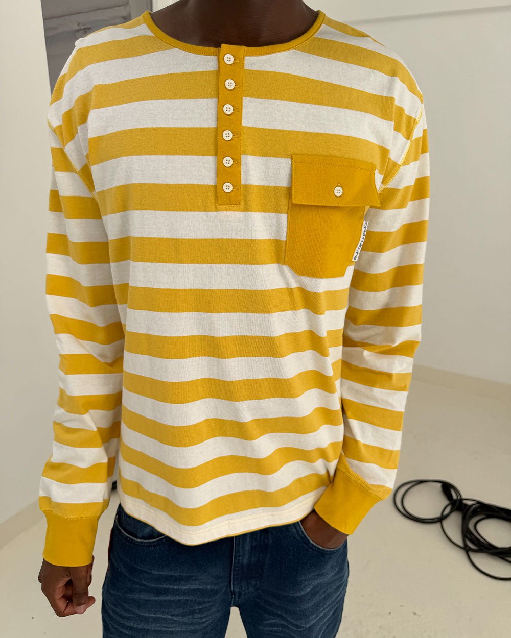 BANDLINE LONGSLEEVE YELLOW & HEATHER GREY - Cold Culture