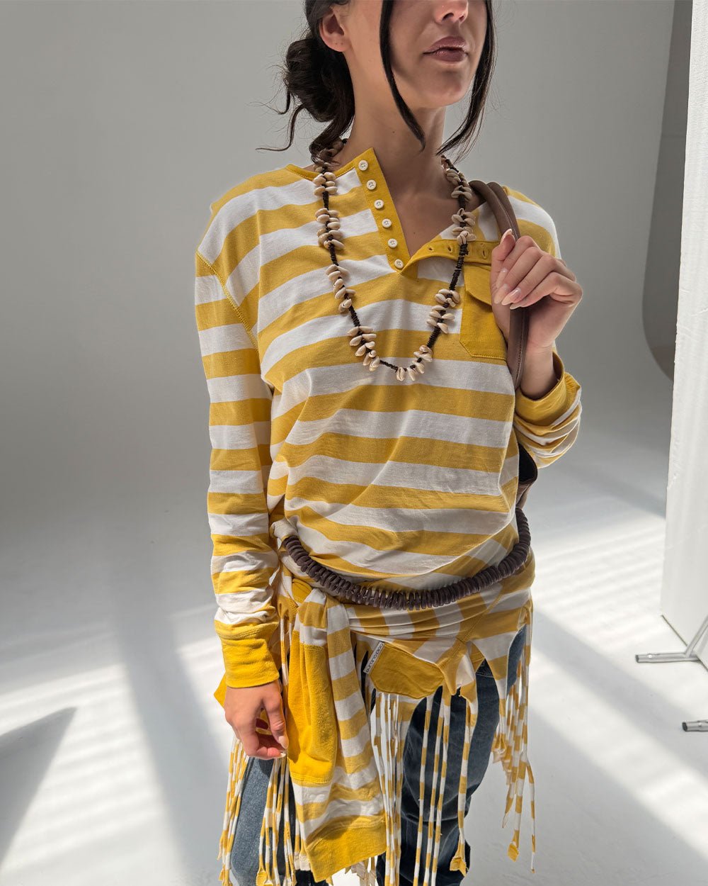 BANDLINE LONGSLEEVE YELLOW & HEATHER GREY - Cold Culture #woman