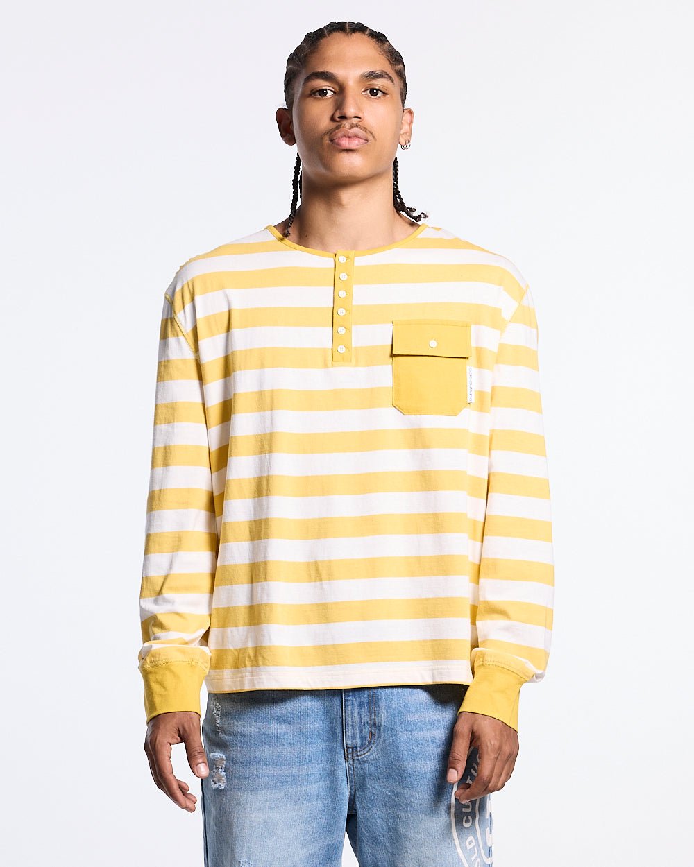 BANDLINE LONGSLEEVE YELLOW & HEATHER GREY - Cold Culture #man