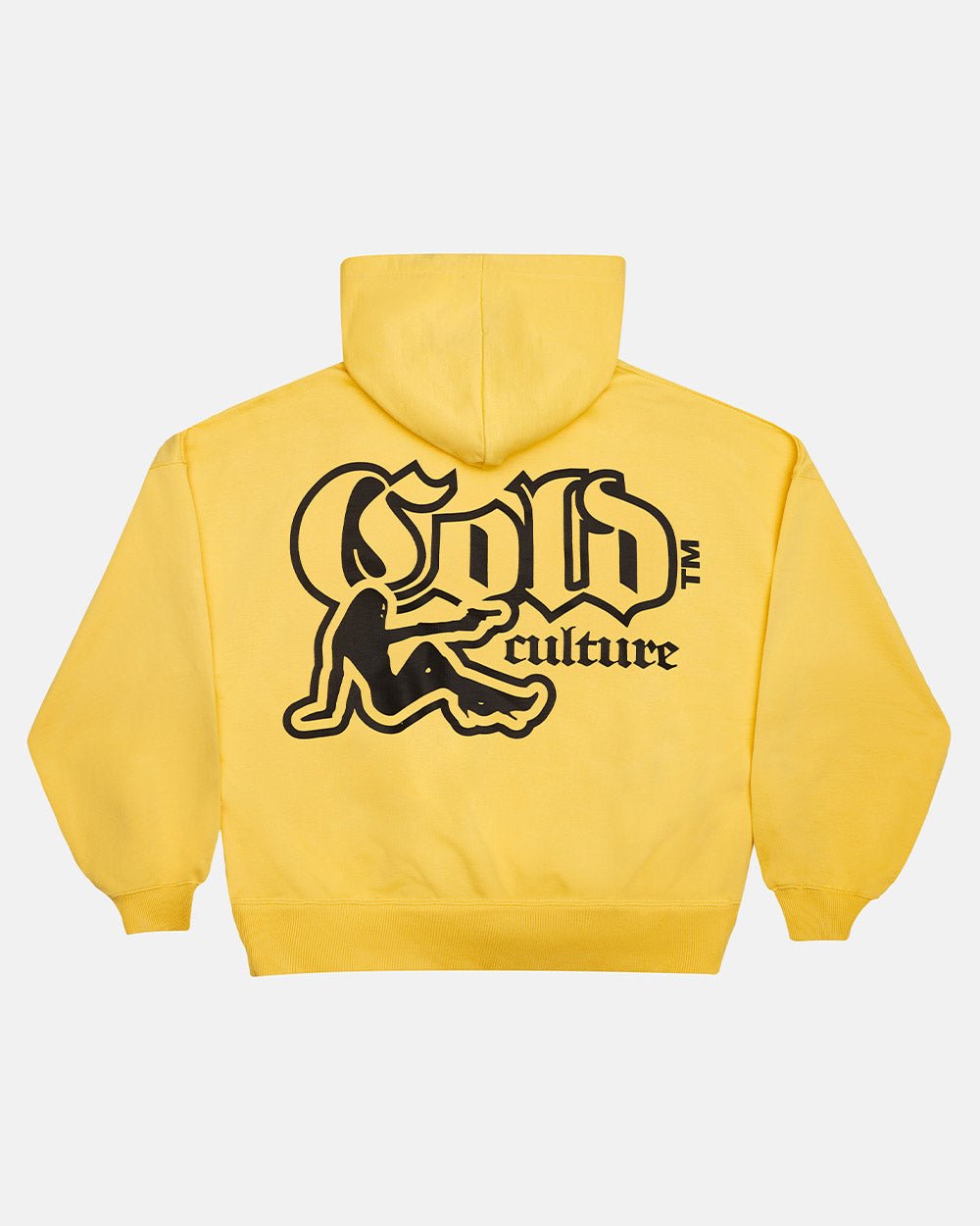 BANG BANG HOODIE YELLOW - yellow graphic print hoodie, back view - Cold Culture #packshot