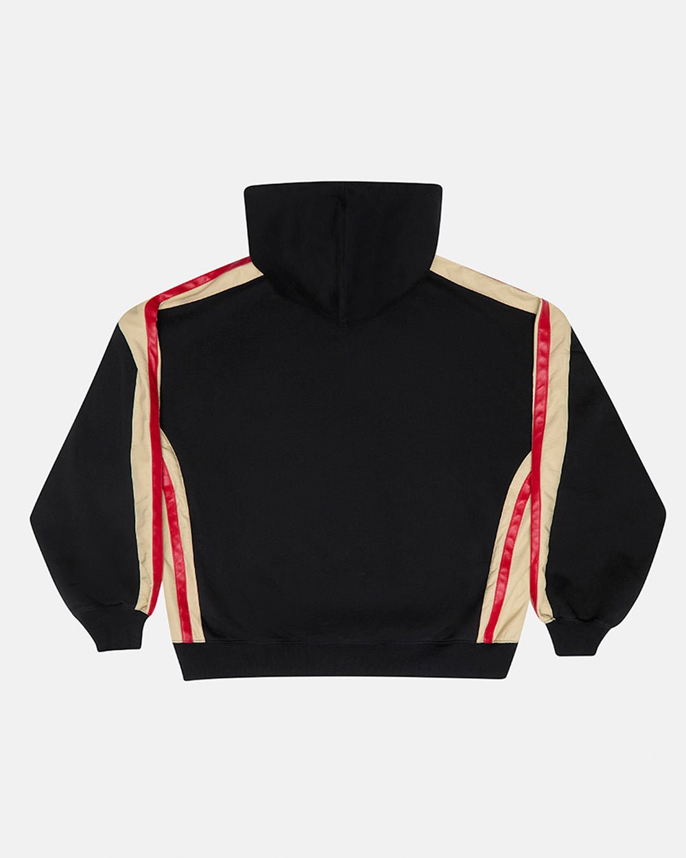 BIKER ZIP HOODIE BLACK - black oversized zip-up hoodie, back view - Cold Culture #packshot