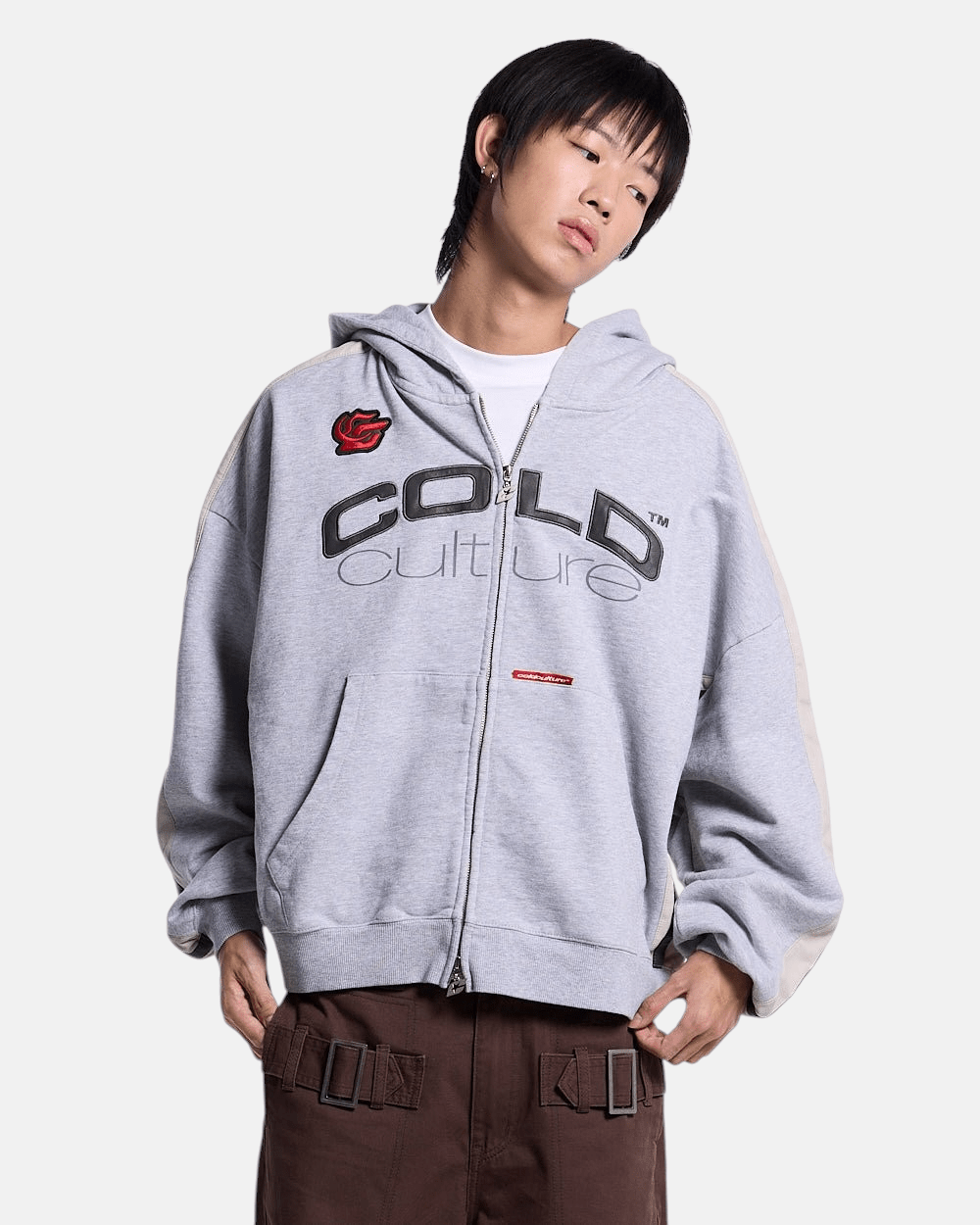 BIKER ZIP HOODIE HEATHER GREY - Cold Culture #man