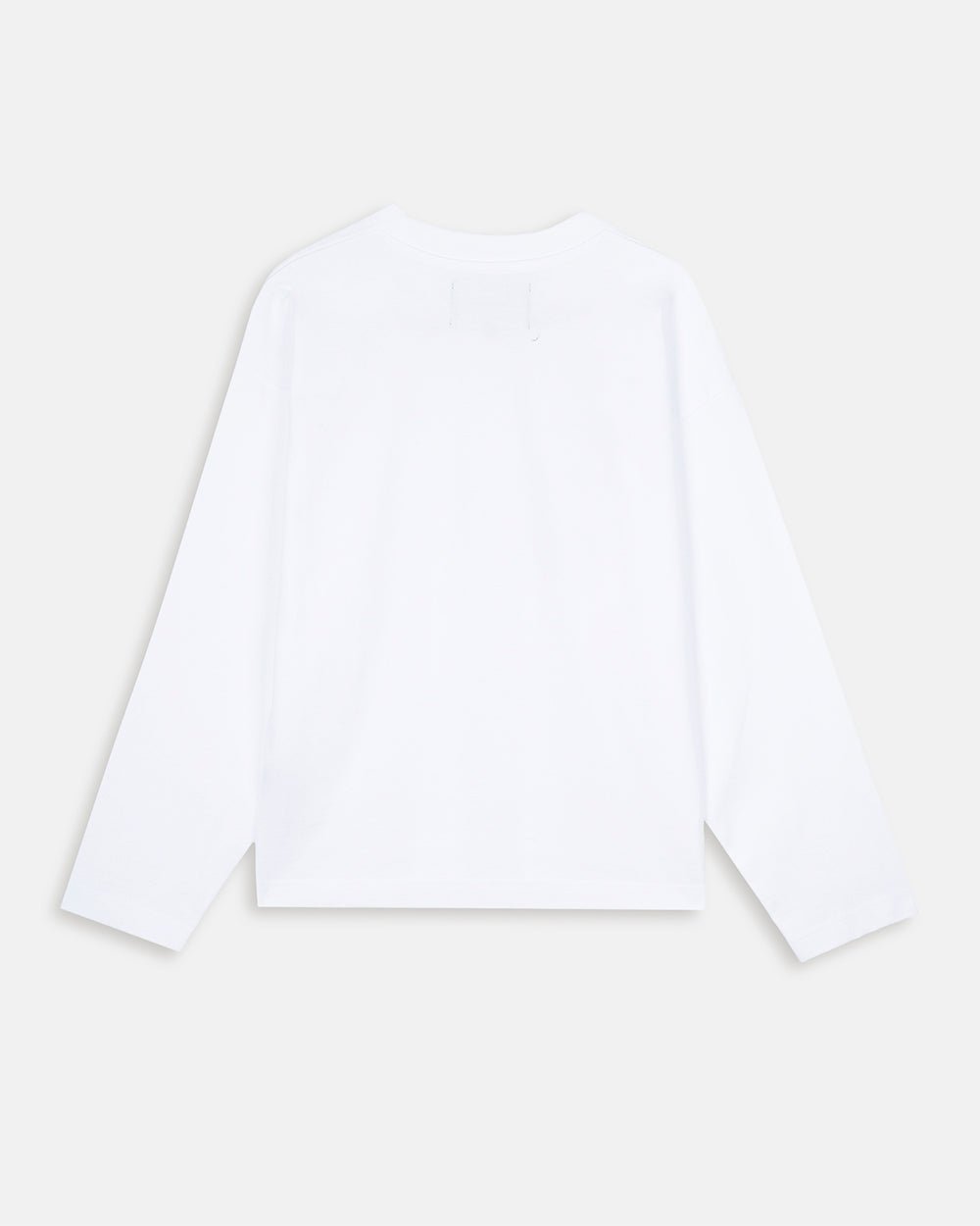 BLESSINGS LONGSLEEVE WHITE - white script print longsleeve tee, back view - Cold Culture #packshot