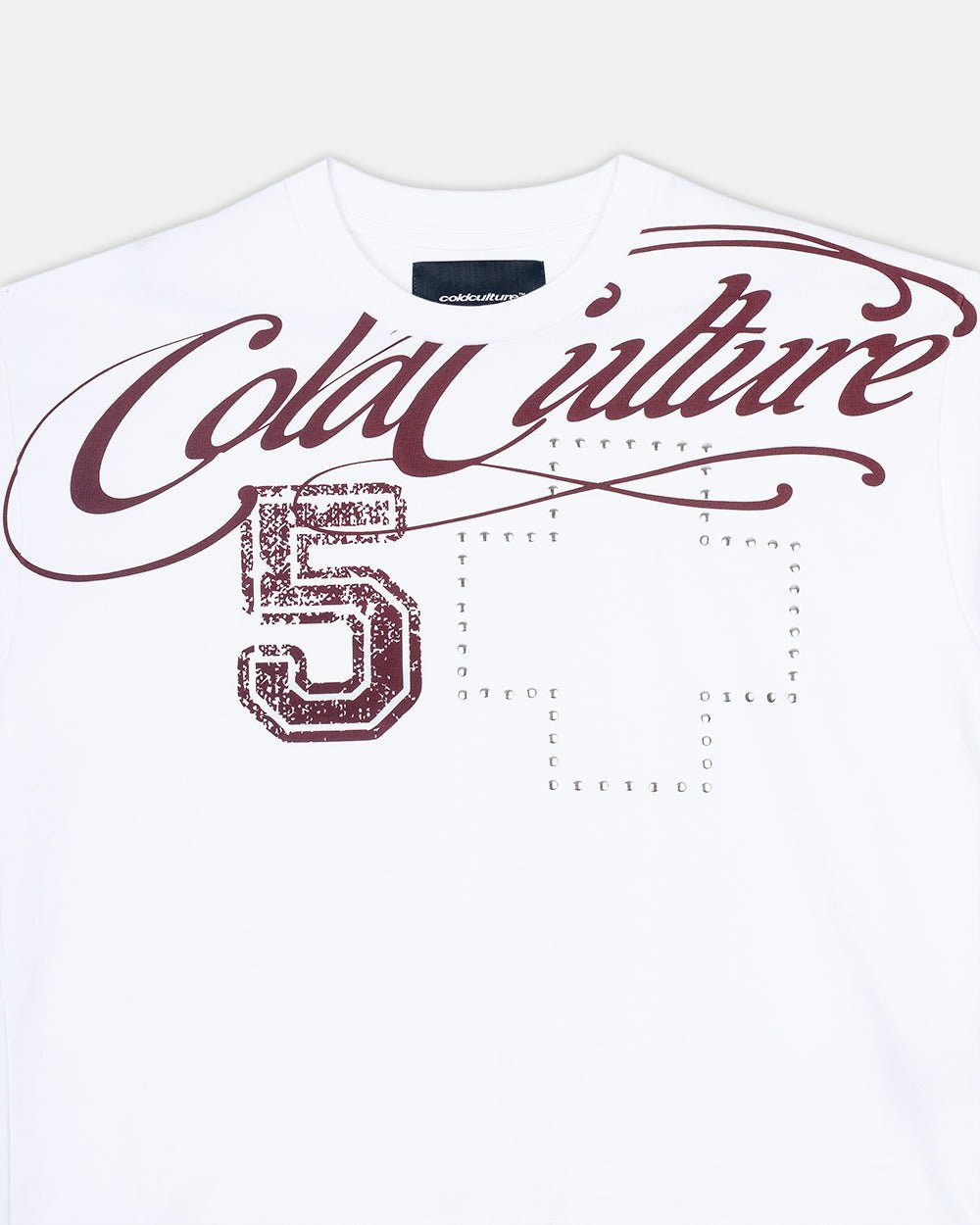 BLESSINGS LONGSLEEVE WHITE - white script print longsleeve tee, detail close-up - Cold Culture