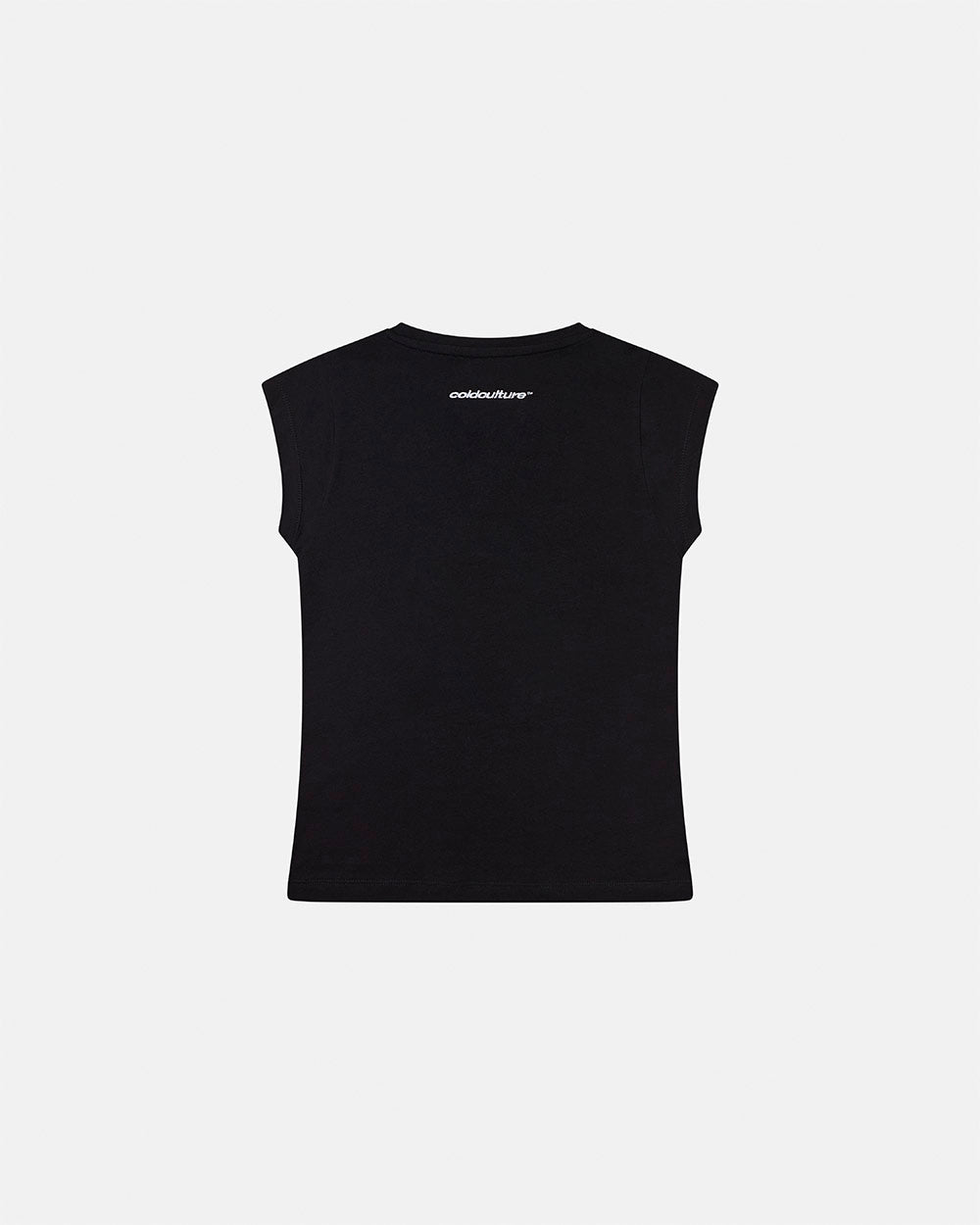 BLING BABY TEE BLACK - black fitted baby tee, back view - Cold Culture #packshot