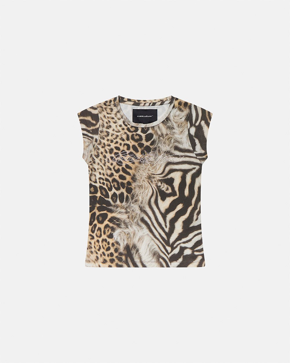 BLING BABY TEE LEOPARD - leopard print baby tee, front view - Cold Culture #packshot