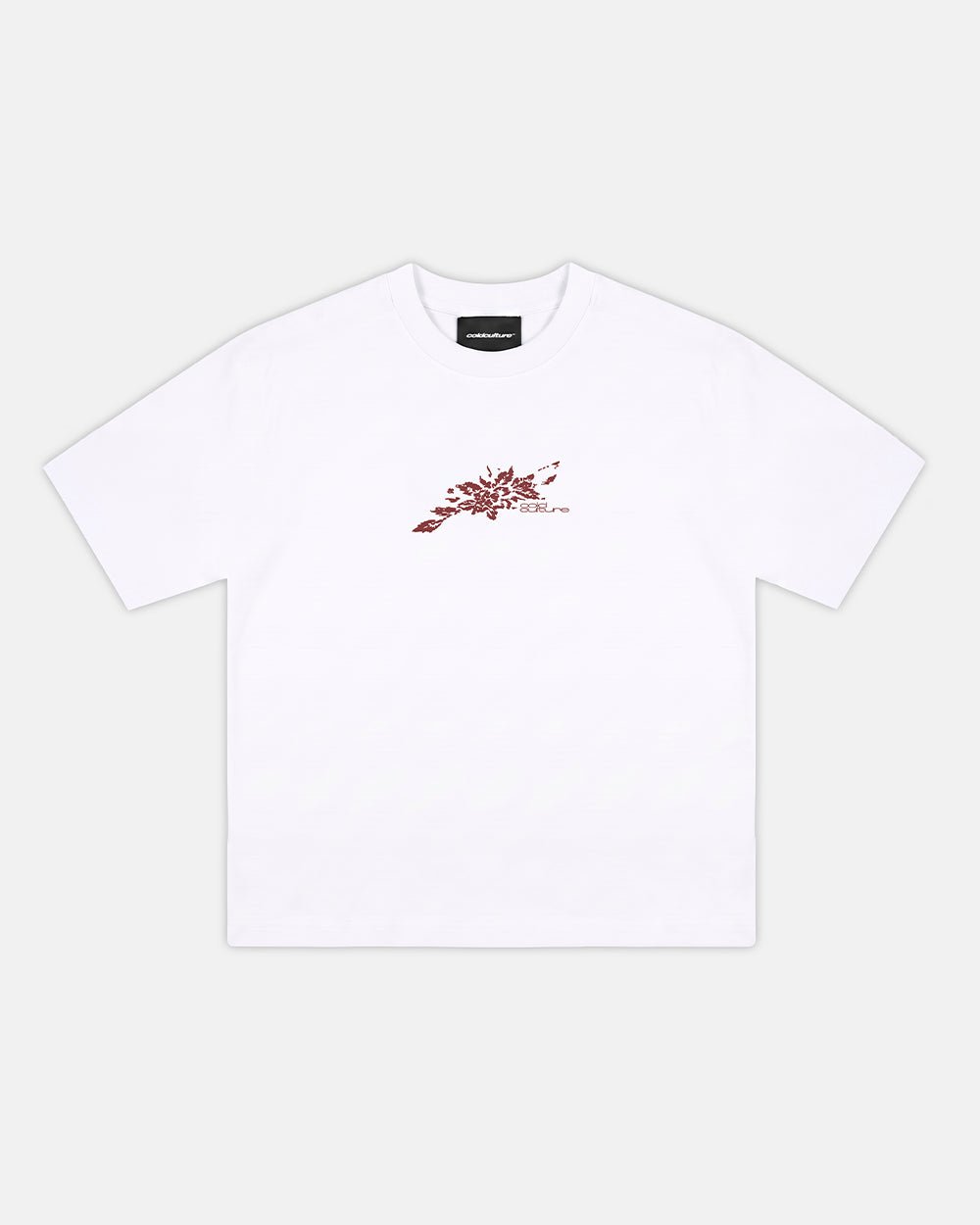BLOOM TEE WHITE - white floral print tee, front view - Cold Culture #packshot