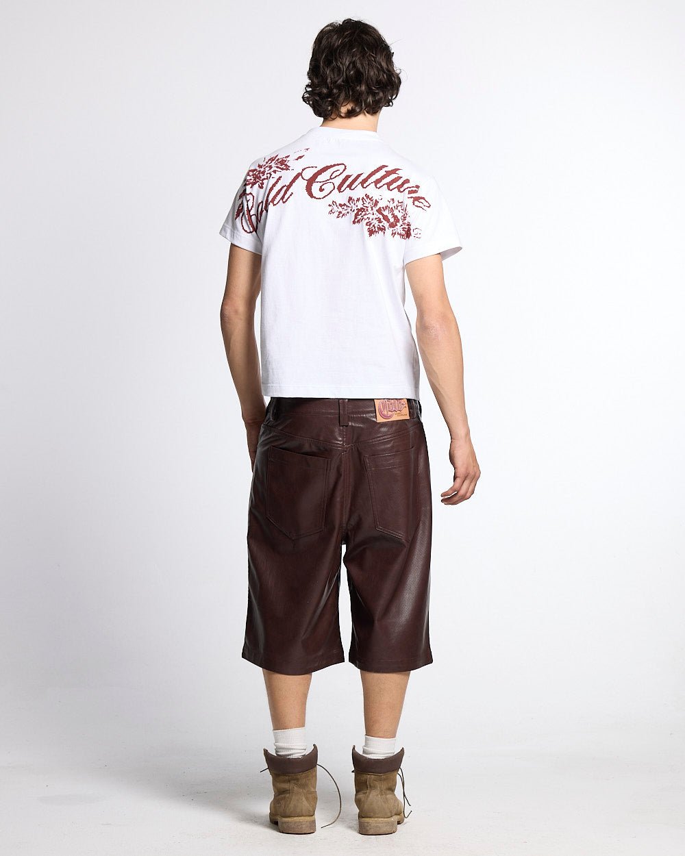 BLOOM TEE WHITE - white floral print tee, back view on male model - Cold Culture #man