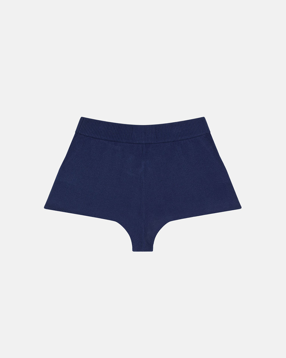 BODY LANGUAGE KNITTED SHORT BLUE - navy blue knitted shorts, back view - Cold Culture #packshot