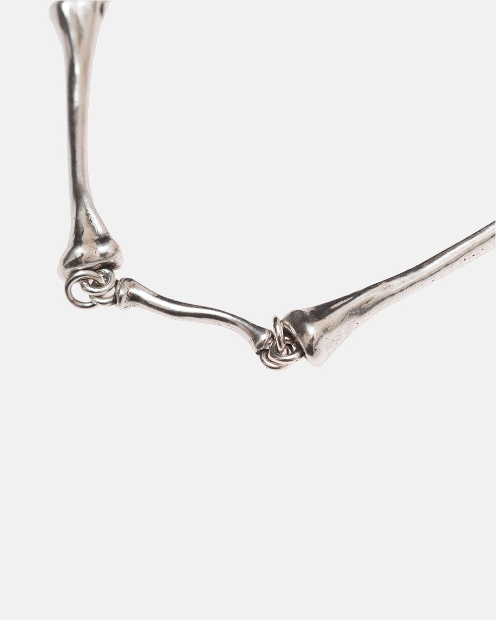 BONES BRACELET - silver bone link bracelet, detail close-up - Cold Culture