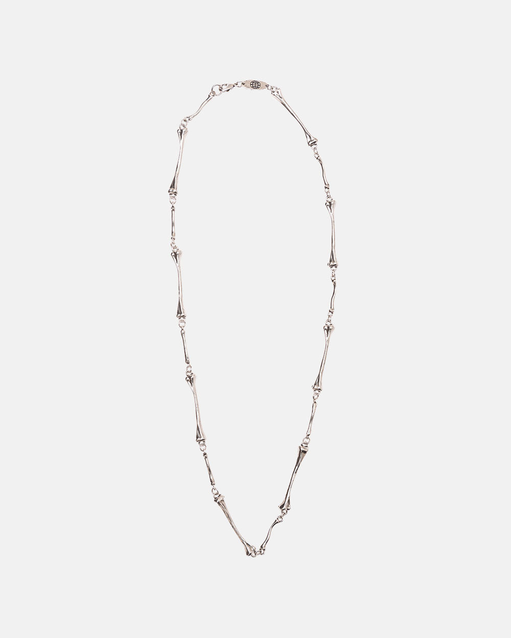 BONES NECKLACE - silver bone link necklace, flat lay - Cold Culture #packshot