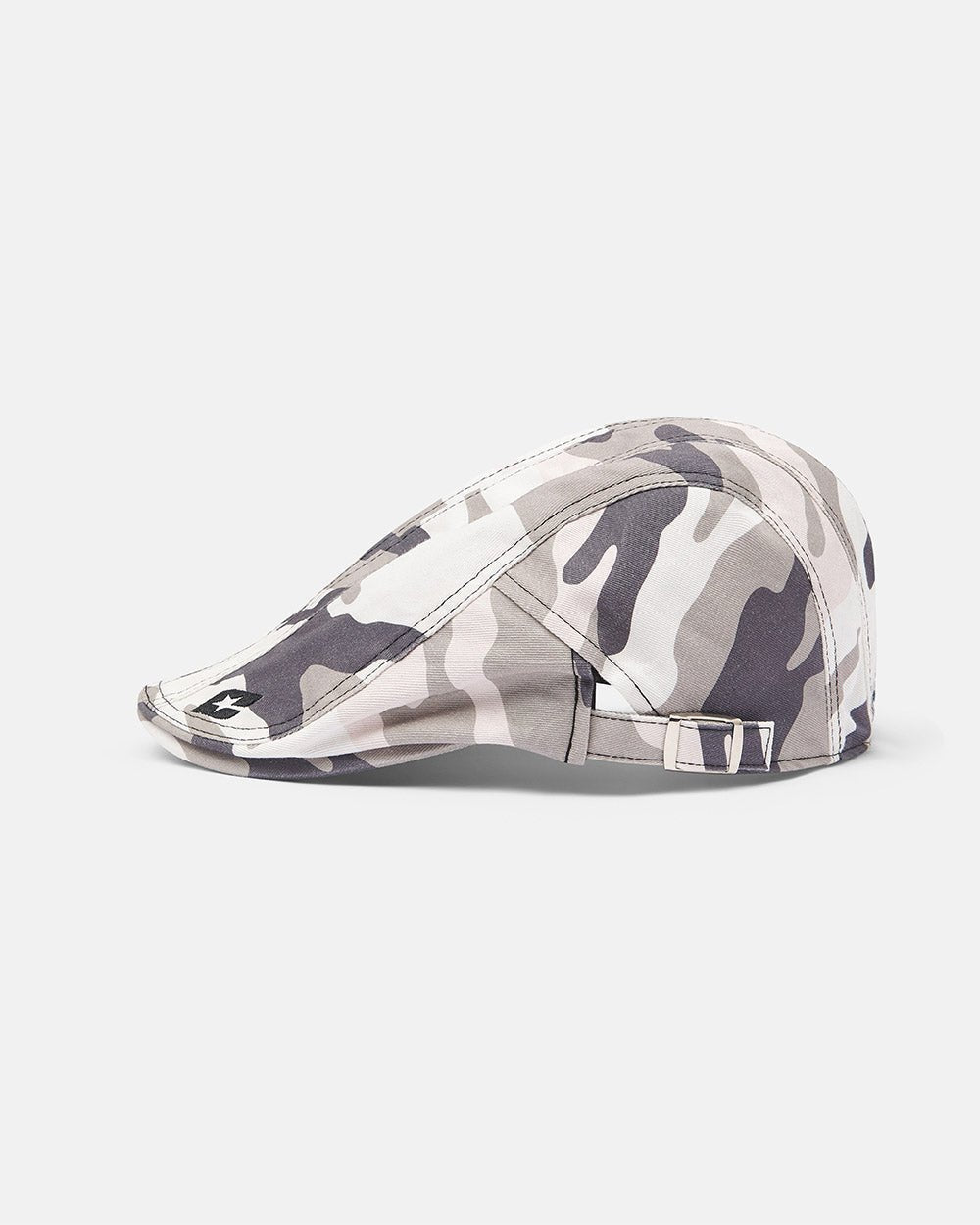 BONET CAMO - grey camo flat cap, side view - Cold Culture #packshot