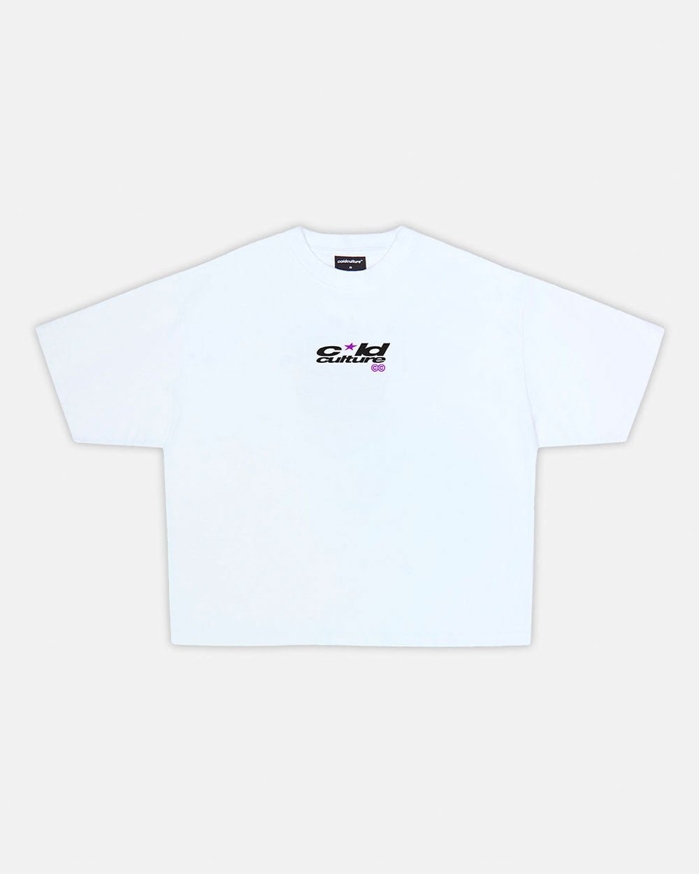 BOOM TEE WHITE - white graphic print tee, front view - Cold Culture #packshot