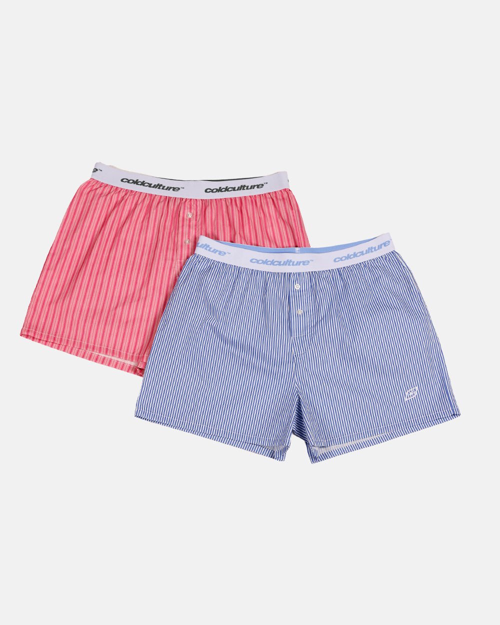 BOXERS STRIPED PACK PINK/BLUE STRIPES - pink and blue striped boxers pack, flat lay with matching pieces - Cold Culture #packshot