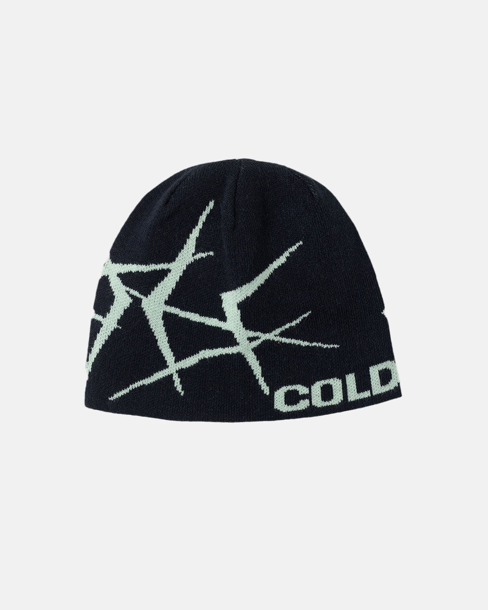 BRAMBLES BEANIE DARK BLUE - dark blue knit beanie, front view - Cold Culture #packshot