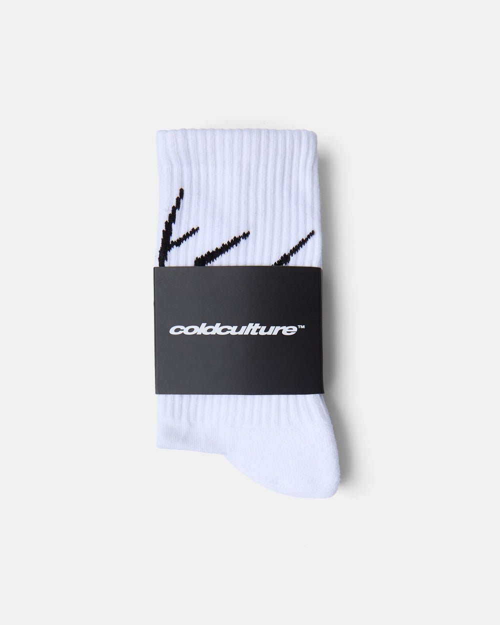 BRAMBLES SOCKS WHITE/BLACK - white graphic print socks, flat lay - Cold Culture #packshot