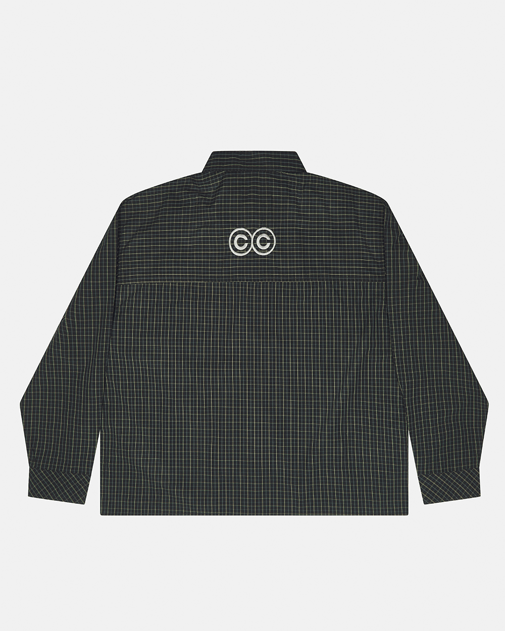 BRICK LANE SHIRT BLACK SQUARE - black checked long sleeve shirt, back view - Cold Culture #packshot