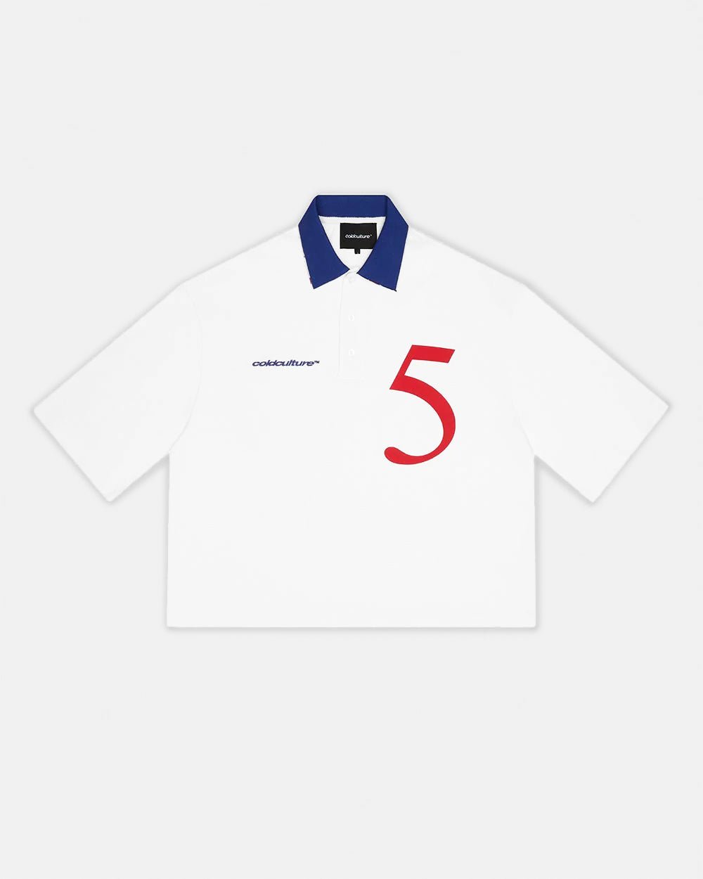 BRIGHTON POLO OFF WHITE - off-white cropped polo shirt, front view - Cold Culture #packshot