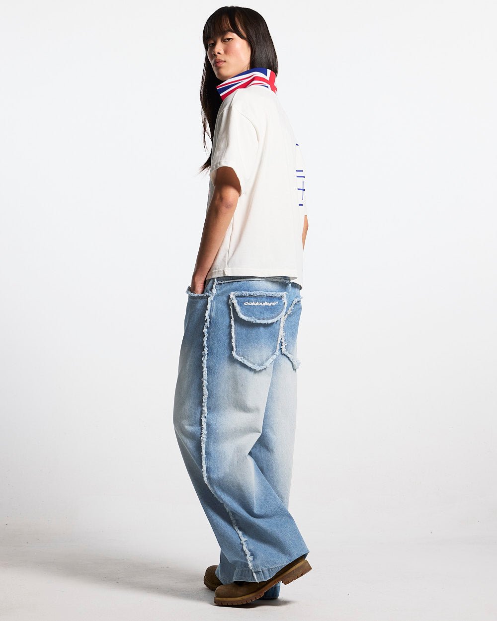 BRIGHTON POLO OFF WHITE - off-white cropped polo shirt, side view - Cold Culture #woman