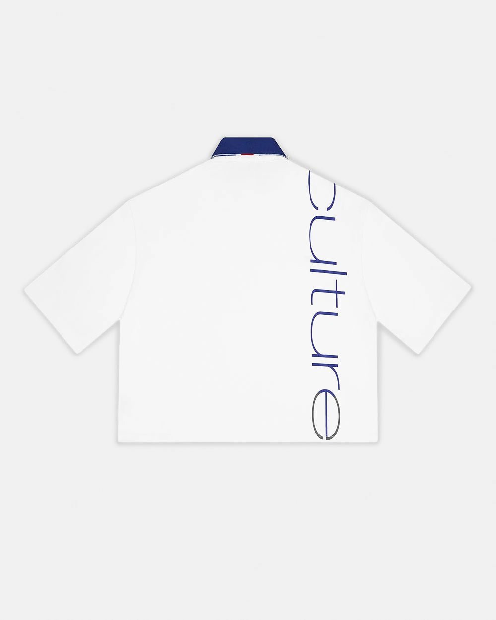 BRIGHTON POLO OFF WHITE - off-white cropped polo shirt, back view - Cold Culture #packshot