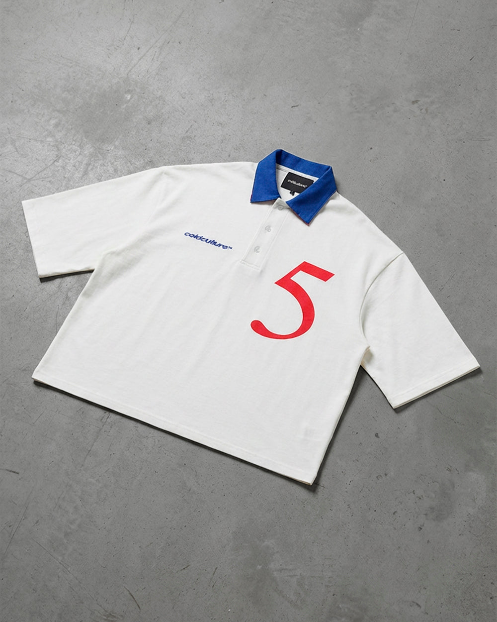 BRIGHTON POLO OFF WHITE - off-white cropped polo shirt, flat lay - Cold Culture