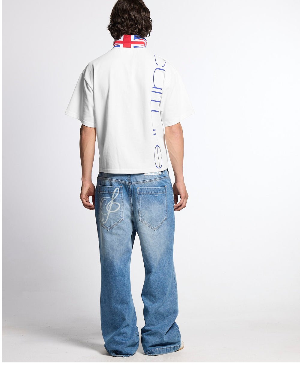 BRIGHTON POLO OFF WHITE - off-white cropped polo shirt, back view on male model - Cold Culture #man