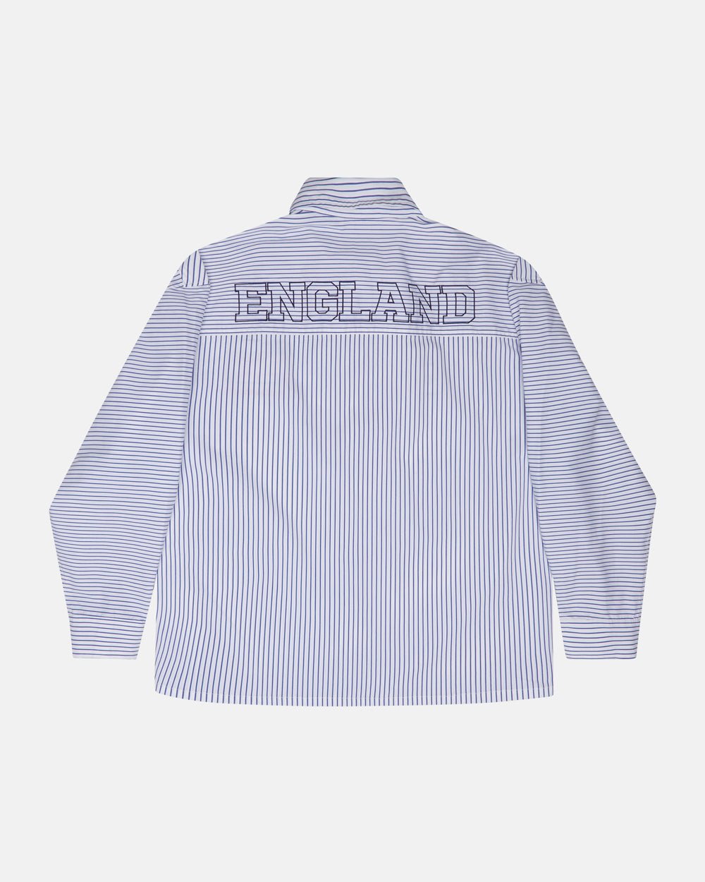 BRIGHTON SHIRT NAVY AND WHITE - blue and white striped shirt, back view - Cold Culture #packshot