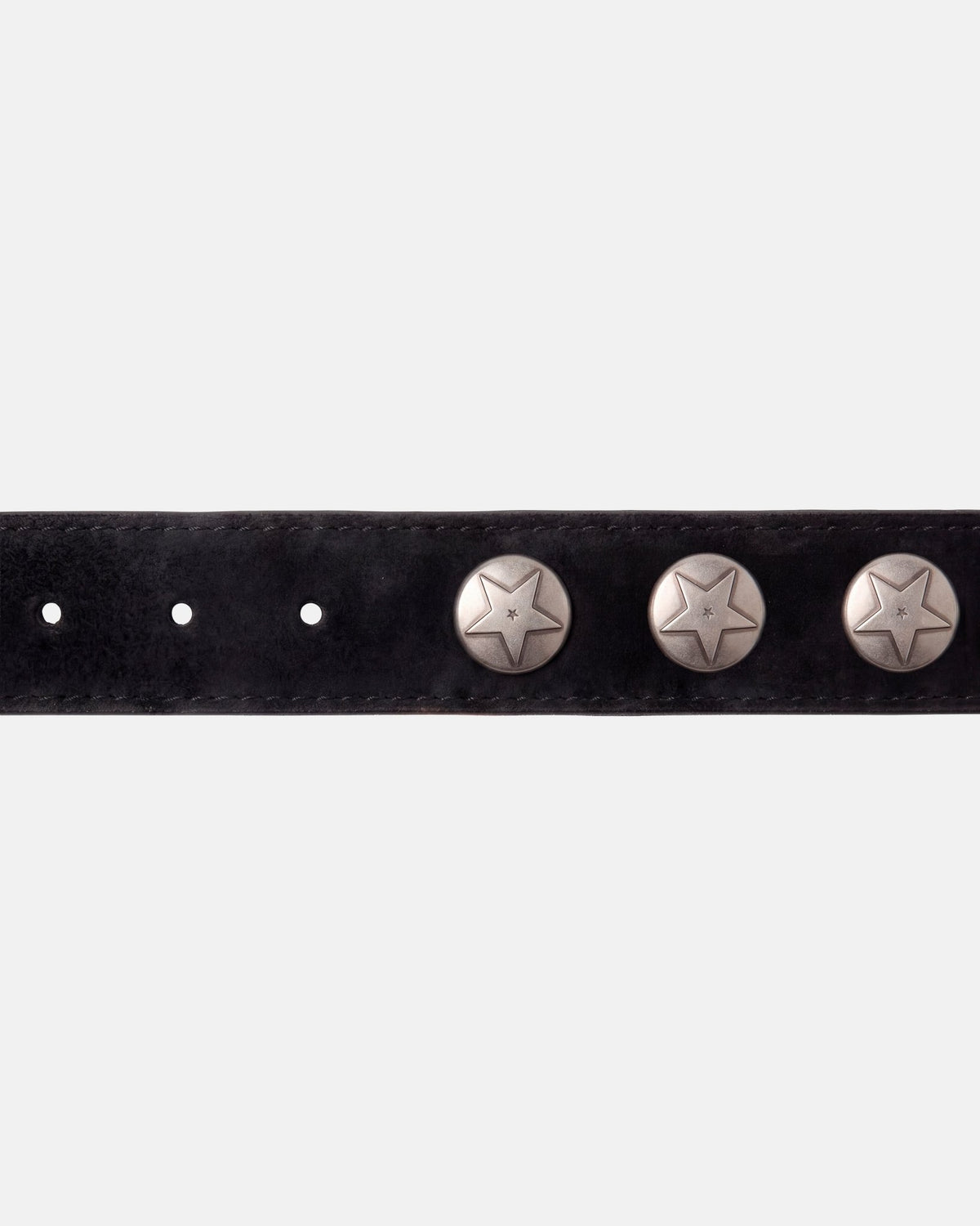 BULL'S EYE BELT BLACK - black studded belt, detail close-up - Cold Culture