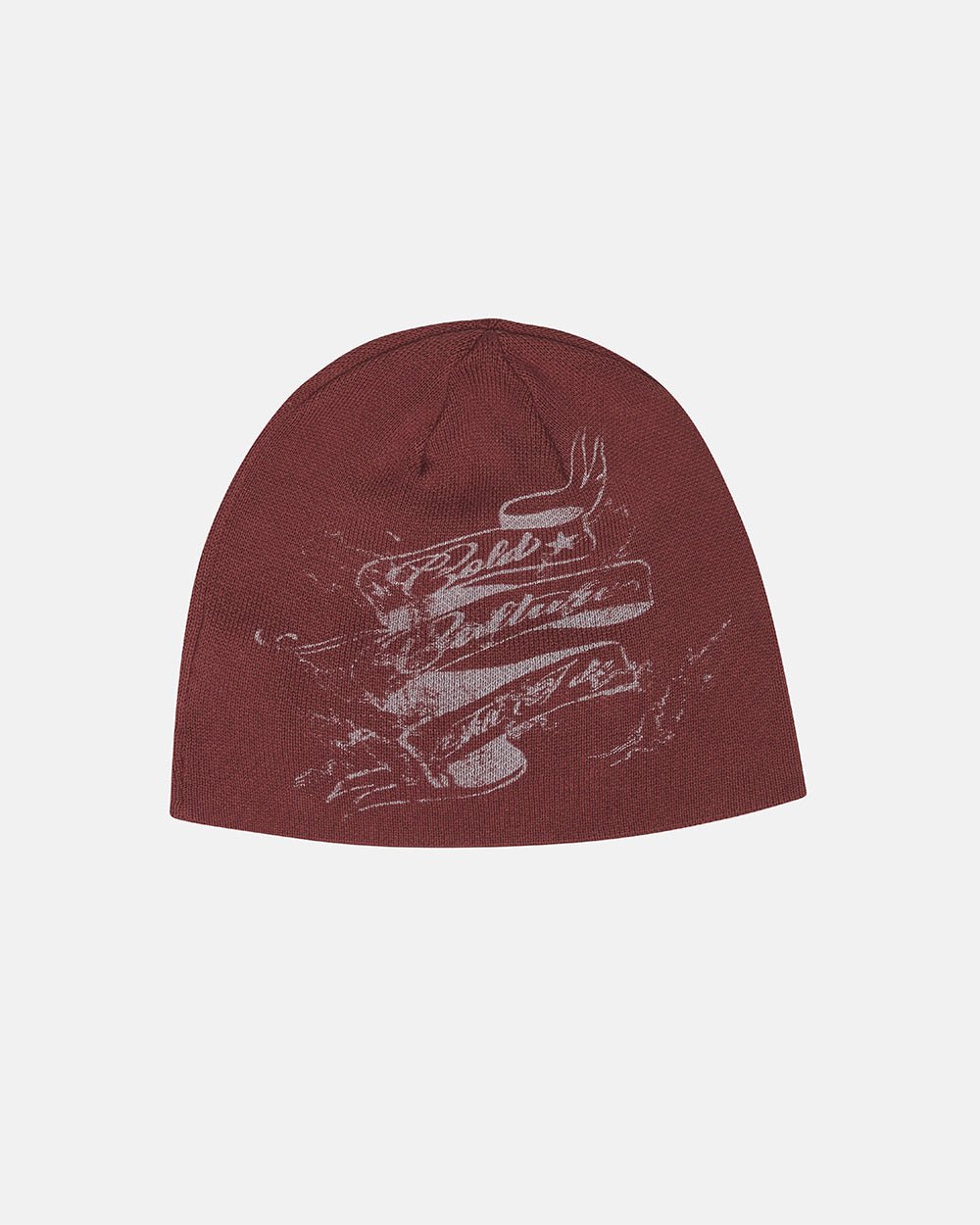 BURN ICONS BEANIE BROWN - brown graphic print beanie, front view - Cold Culture #packshot