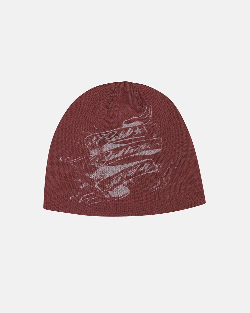 BURN ICONS BEANIE BROWN - brown graphic print beanie, front view - Cold Culture #packshot