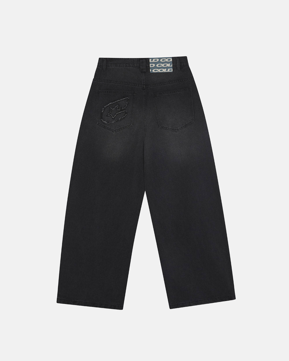 C V2 DIRTY PANTS BLACK - washed black baggy pants, back view - Cold Culture #packshot