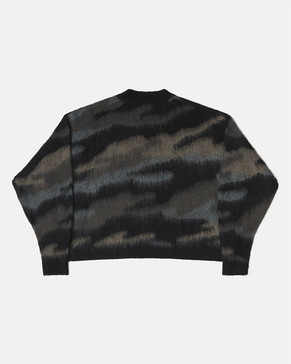 CAMO KNITWEAR DARK BROWN - dark brown camo knit sweater, back view - Cold Culture #packshot