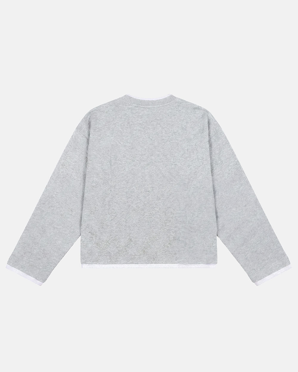 CAPUCCINO LONGSLEEVE HEATHER GREY - heather grey longsleeve tee, back view - Cold Culture #packshot