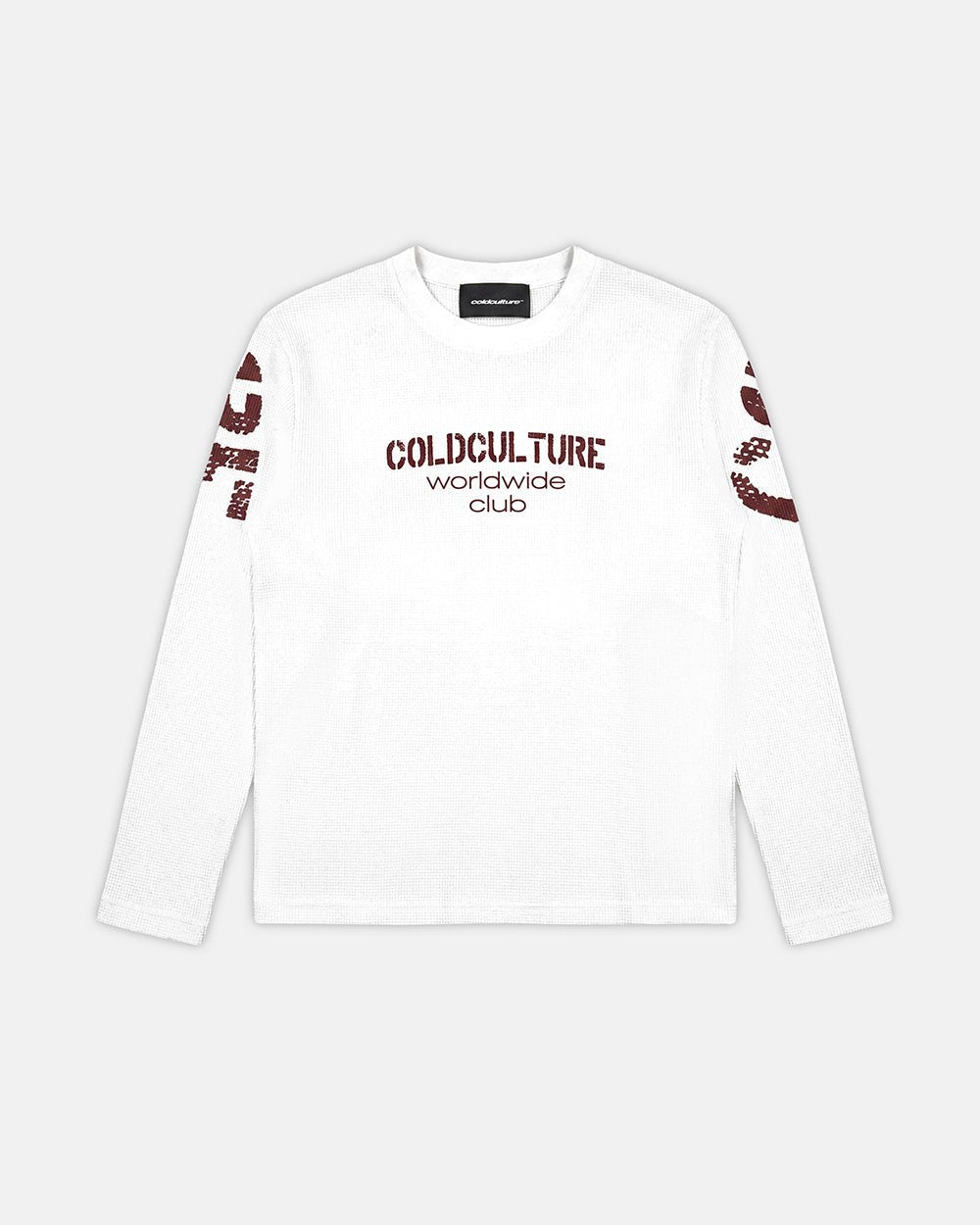 CIPHER LONGSLEEVE OFF-WHITE - off-white graphic print longsleeve tee, front view - Cold Culture #packshot