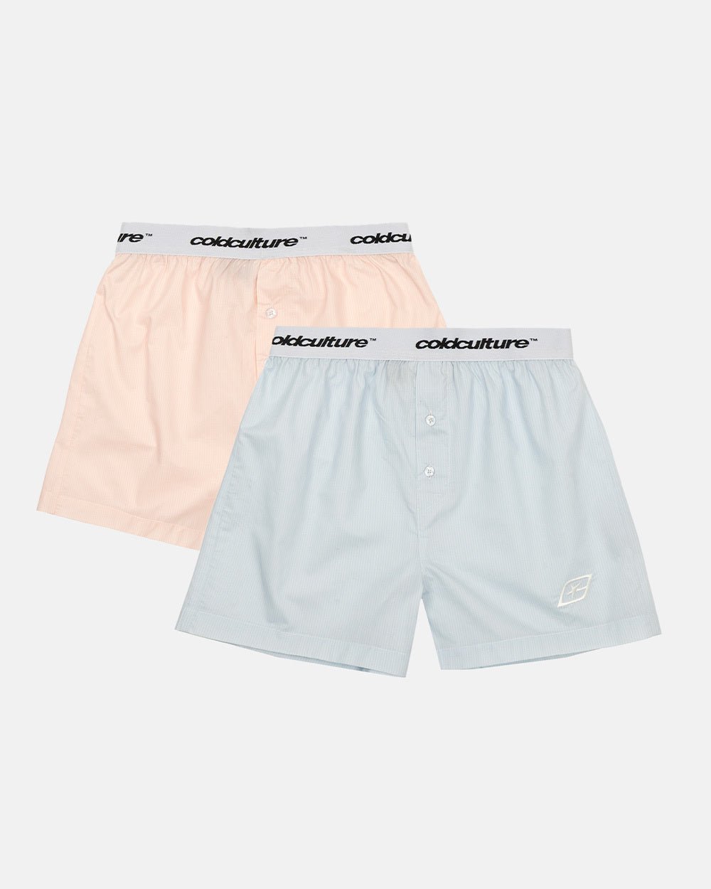 CLASSIC BOXERS PACK BABY BLUE & PINK - baby blue and pink boxers, flat lay with matching pieces - Cold Culture #packshot