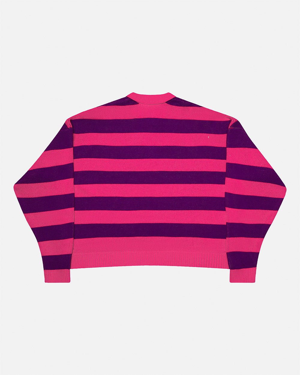 COLD BRICK POLO KNIT PURPLE & PINK - pink and purple striped polo knit, back view - Cold Culture #packshot