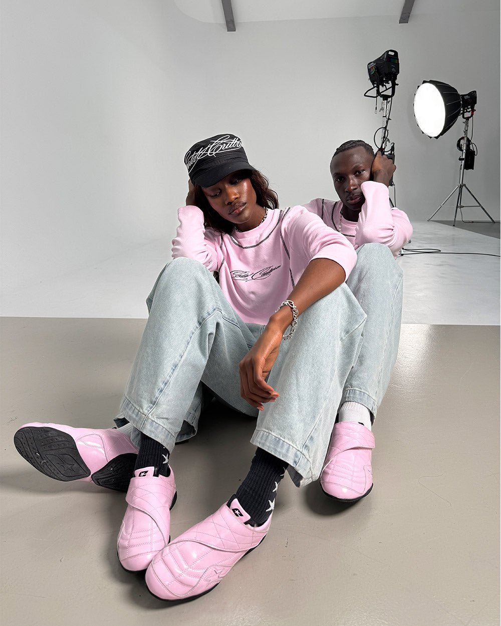 COLD HOOK SNEAKER PINK - pink velcro strap sneakers, worn detail - Cold Culture