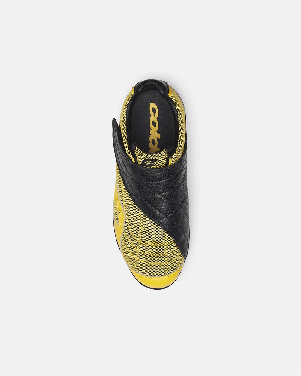 COLD HOOK SNEAKER YELLOW - yellow velcro strap sneakers, flat lay - Cold Culture #packshot