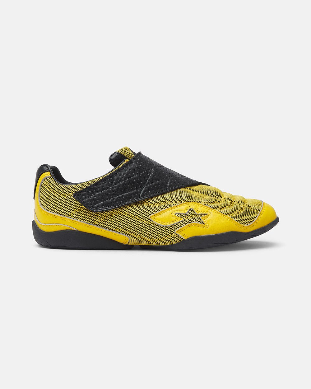 COLD HOOK SNEAKER YELLOW - yellow velcro strap sneakers, side view - Cold Culture #packshot