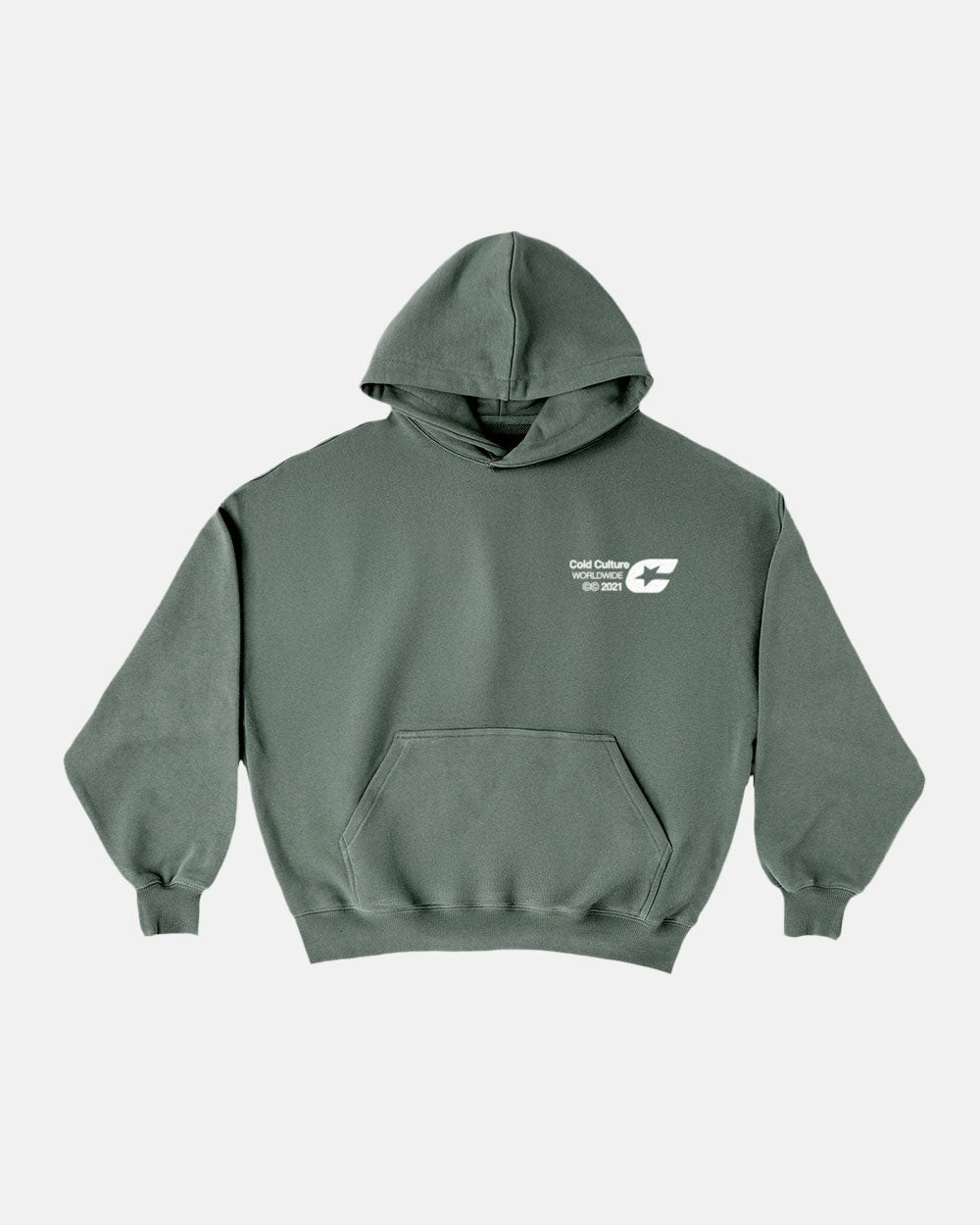 COLD LOGOS HOODIE ASH GREEN - COLD CULTURE #packshot