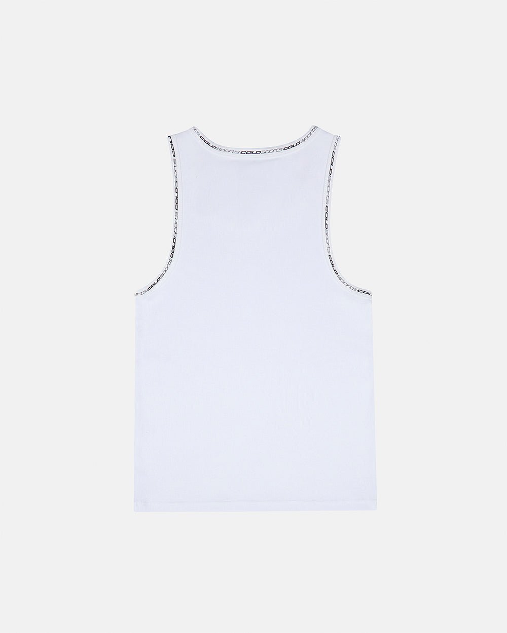 COLD SPORT TANK TOP WHITE - white ribbed tank top, back view - Cold Culture #packshot