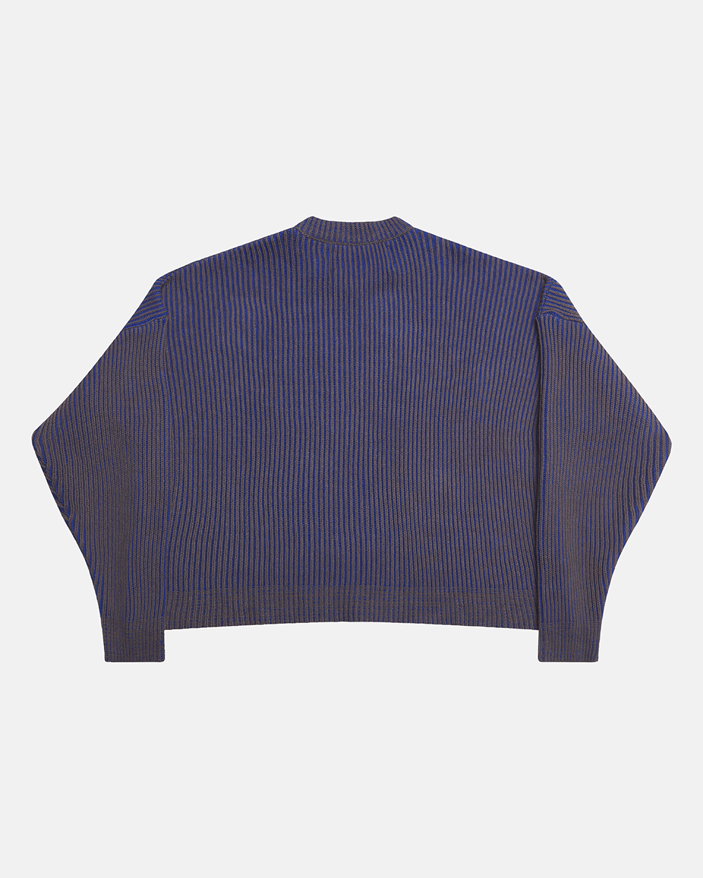 COLD UNIVERSITY KNIT DARK BLUE - dark blue ribbed knit sweater, back view - Cold Culture #packshot